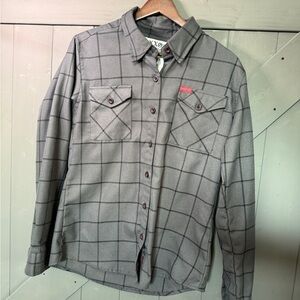 DIXXON FLANNEL LAFAYETTE Gray & Black Plaid Women's Buttoned Top